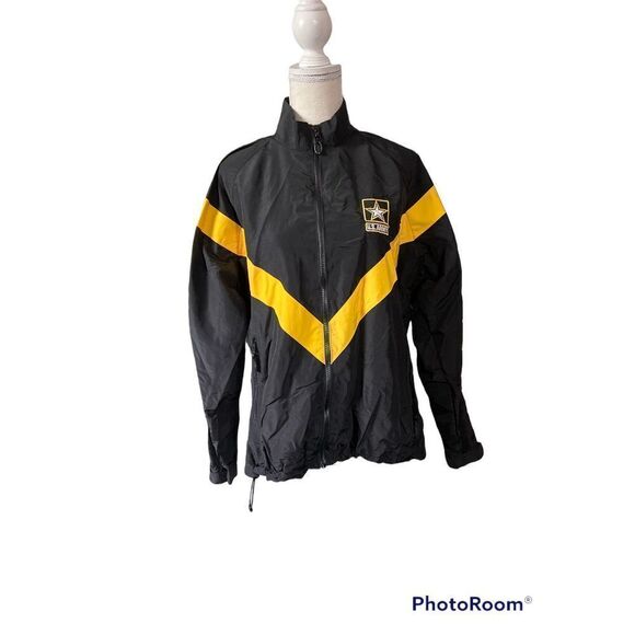 Womens US Army Physical Fitness Uniform Nylon Jacket Black Yellow Size Medium - Picture 1 of 5